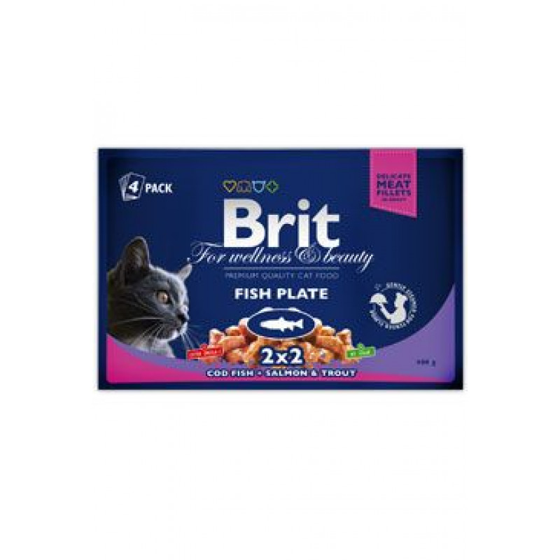 Brit Premium Cat kapsa Fish Plate 400g (4x100g)