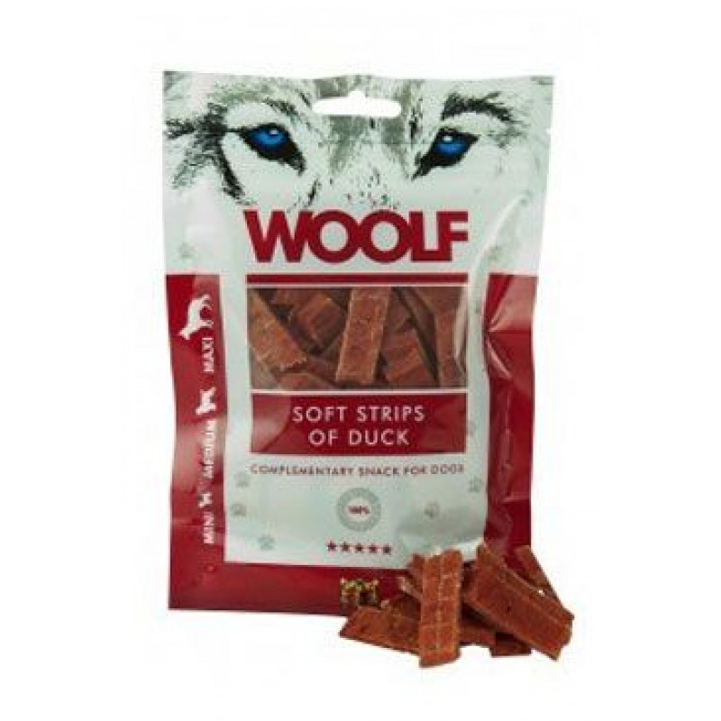 WOOLF pochoutka soft strips of duck 100g