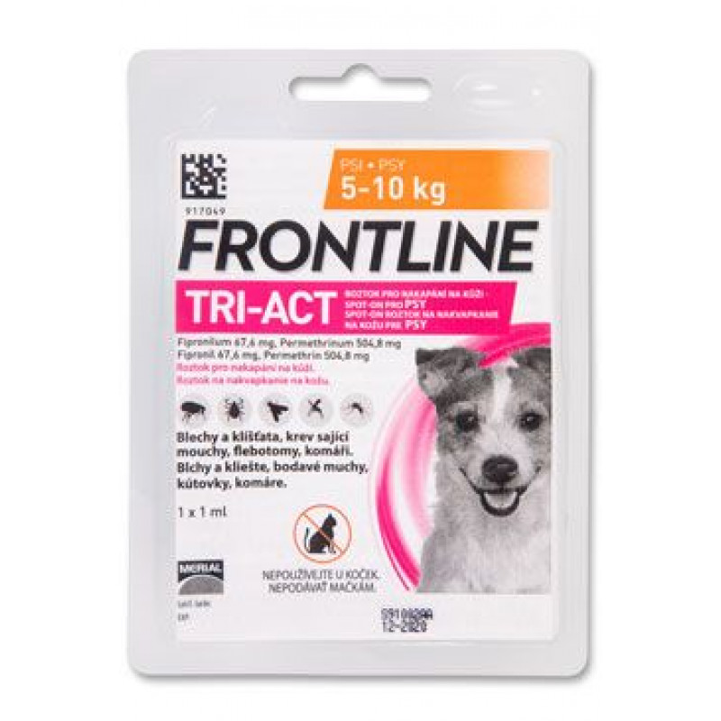 FRONTLINE TRI-ACT spot-on pro psy S (5-10 kg)-1x1ml