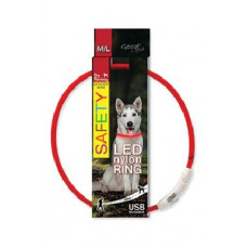 Obojek DOG FANTASY světelný USB červený 65cm 1ks