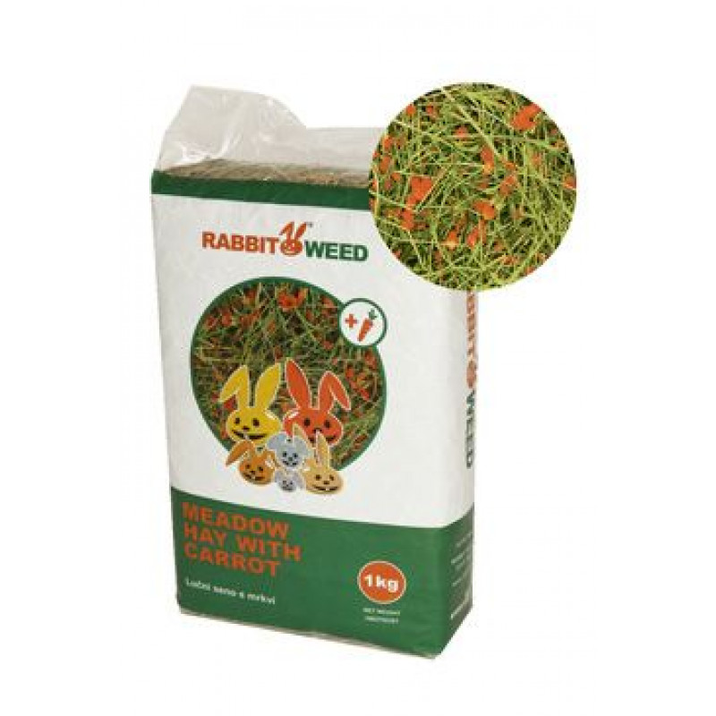 Seno luční s mrkví RabbitWeed 1kg 40 l