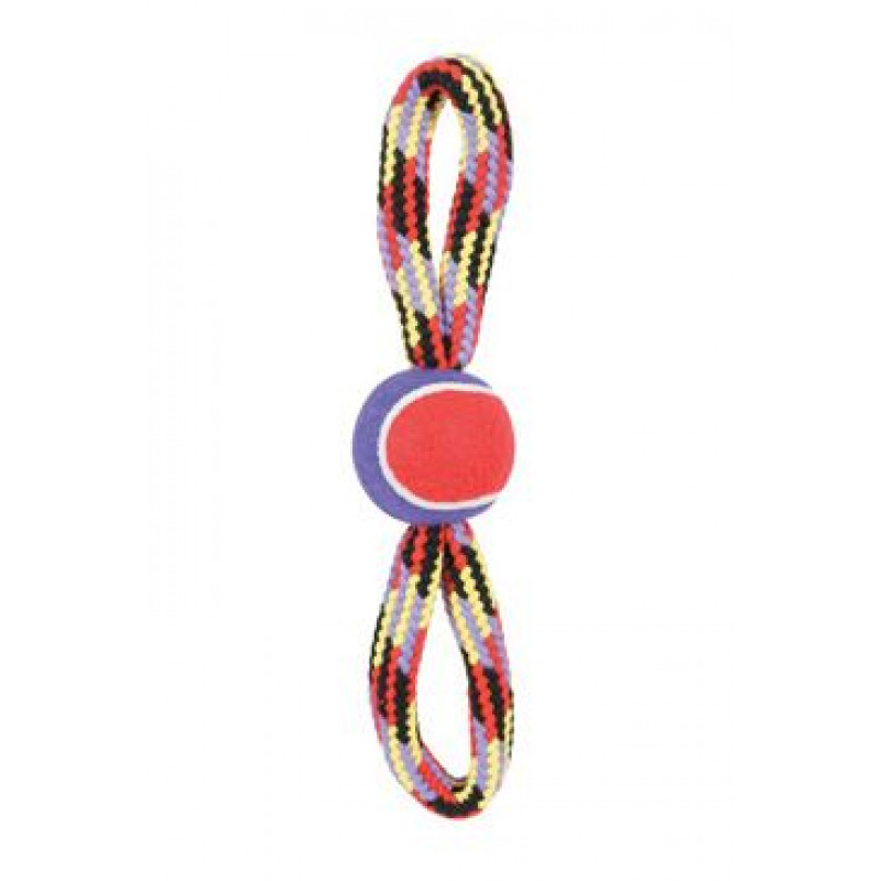 Hračka pes TENNIS BALL ROPE osmička 36cm Zolux