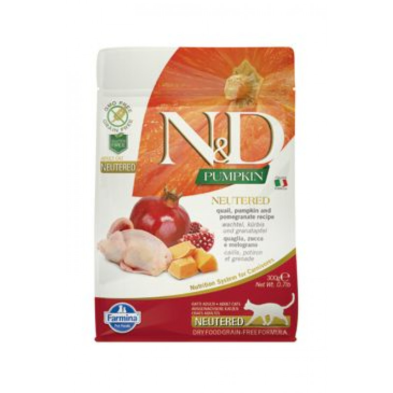 N&D Pumpkin CAT Neutered Quail & Pomegranate 300g