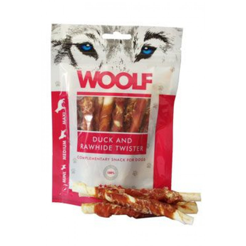 WOOLF pochoutka Duck&Rawhide twister 100g