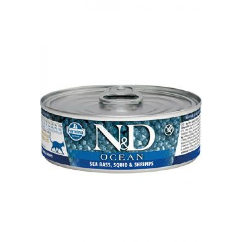 N&D CAT OCEAN Adult Sea Bass & Squid & Shrimps 80g